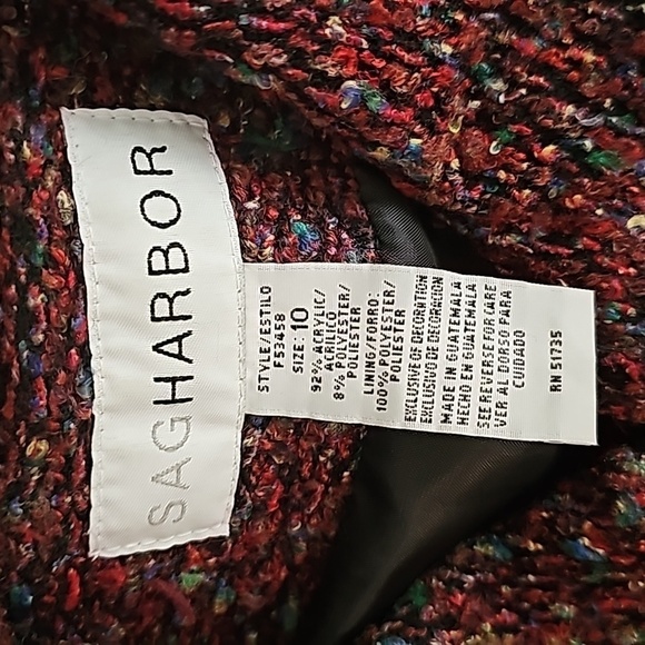 🦋 NEW Sag Harbor Womens Full Zip Jacket Collared Confetti Tweed Vintage Sz 10 - Picture 3 of 4